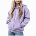 thumbnail image 1 of WUANDIXFA Toddler Jackets Boys Fashion Jacket Children Comfortable Warm Zipper Sweatshirt Solid Color Hooded Cardigan Boys Girls Sweatshirt Jacket,Light Purple,12-18 Months, 1 of 6