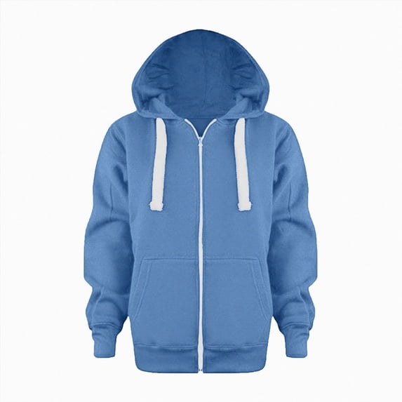 WUANDIXFA Toddler Jackets Boys Fashion Kids Boys Girls Solid Color Zip Up Long Sleeve Hoodie Sweatshirt,Blue,4-5 Years