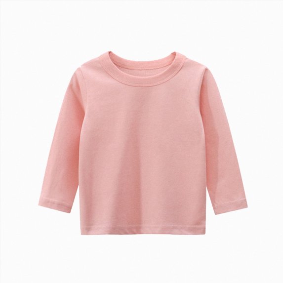 WUANDIXFA Toddler Kids Boys Girls Shirts Fashion Solid Color Round Neck Long Sleeve Top Fashion Toddler Tshirts,Pink,1-2 Years