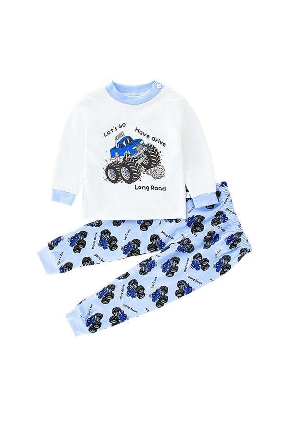 Toddler Kids Junior Girls Boys 100% Cotton Dinosaur Pajamas Sleepwear Pjs (Blue, 4-5 Years)