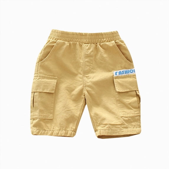 WUANDIXFA Toddler Kids Solid Cargo 1-8 Years Comfort Soft Sport Jogger Shorts Boys Girls Casual Pants,Yellow,3-4 Years