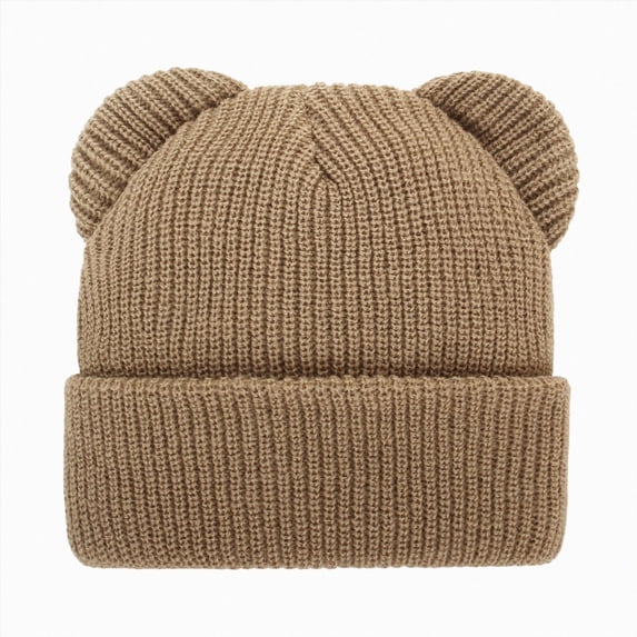 WUANDIXFA Toddler Kids Winter Beanie Hat Cute Knit Hat Outdoor Stretchy Pullover Hat Soft Warm Toddler Winter Hat,Khaki,0-6 Months