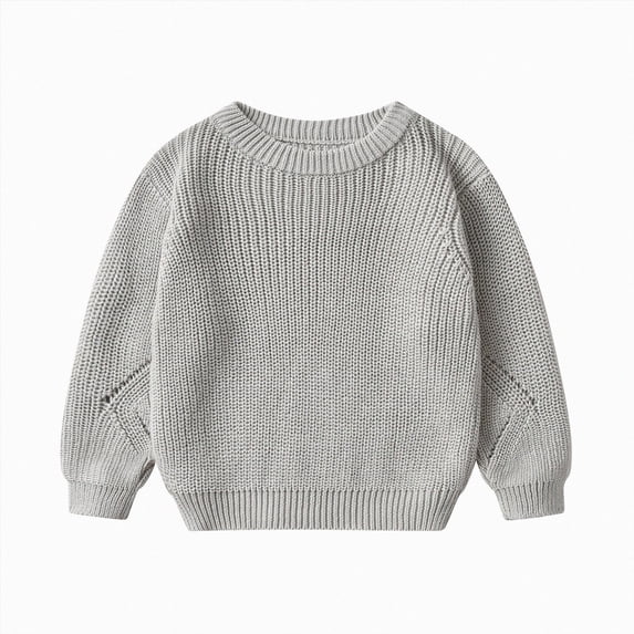 WUANDIXFA Toddler Lightweight Sweater Fashion Cute Infant Toddler Baby Girl Boy Knit Sweater Blouse Pullover Sweatshirt Warm Crewneck Long Sleeve Tops Fall Winter Clothes,Grey,5-6 Years