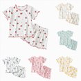 thumbnail image 1 of WUANDIXFA Toddler Little Kids Pajamas Set 6 12 18 24 Months 3T 4T 5T 6T Short Sleeve Pjs Snug Fit Sleepwear 2pcs,Mint Green,18-24 Months, 1 of 4