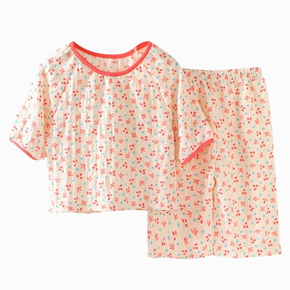 WUANDIXFA Toddler Pjs 1-10 Years Cute Fall Soft Cotton Long Sleeve Shirts Pant Lightweight Girls Clothes Pj for Toddler Girls,Orange,9-10 Years