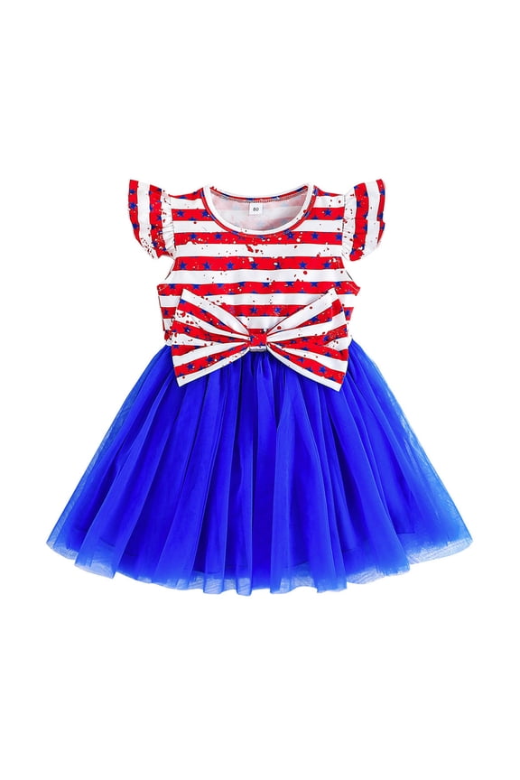 Toddler Princess Dress Fourth of July Outfit Kids 4th of July Dress for Girls Vacation Dress 3-4 Years,Red