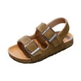 thumbnail image 1 of WUANDIXFA Toddler Sandals Boys Girls Cork Footbed Sandals Kids Adjustable Back Strap Slippers Double Buckle Slide Beach Shoes for Indoor Outdoor (Khaki, 12.5), 1 of 6