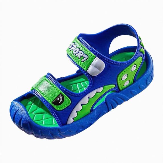 WUANDIXFA Toddler Boy Sandals Boys Sandals Toddler Kids Double Buckle Sandals Comfort Open Toe Adjustable Strap Shower Beach Green,Size US 6