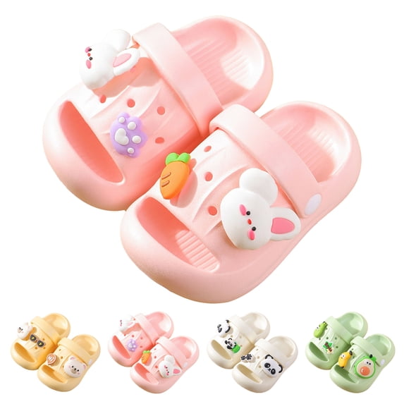 WUANDIXFA Toddler Shoes Clogs Slide Sandals for 0-8yrs Kids Unisex for Girls and Boys Garden Shoes Cartoon Slides Slip-Resistance Sandals Beach Pool Slippers (White, 9)