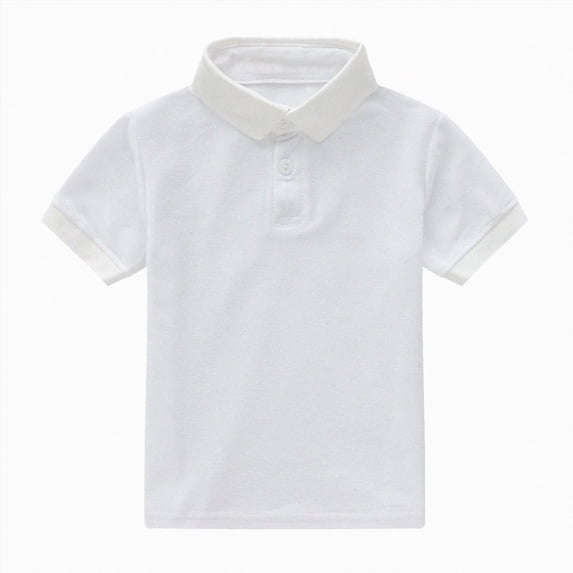 WUANDIXFA Toddler Short Sleeve Shirt 1T 2T 3T 4T 5T 6T Toddler Boys T-Shirts Short Sleeve Cotton Boy Baby Tees Solid Summer Kids Clothes,White,5-6 Years