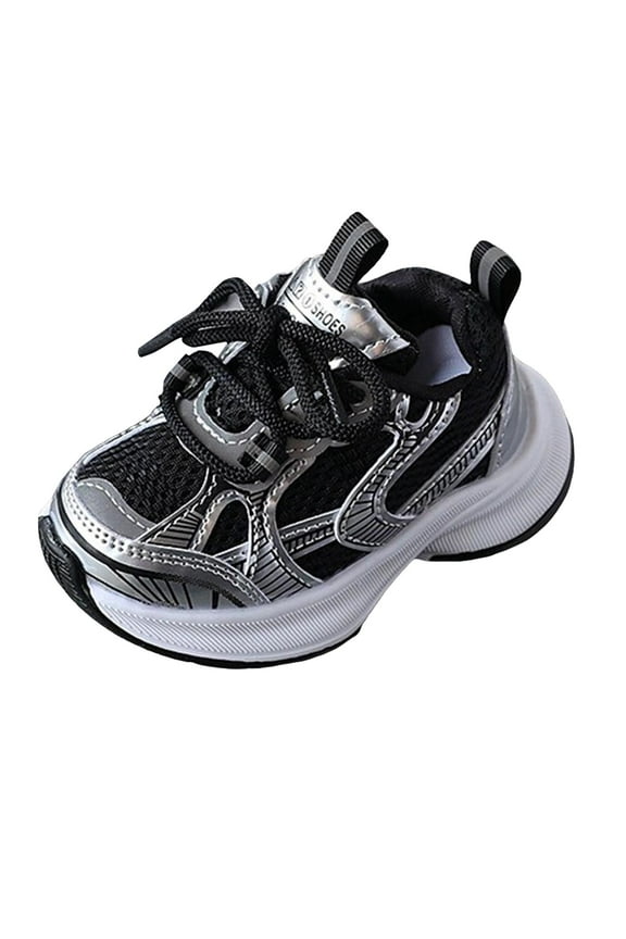 Toddler Sneakers for Boys and Girls Walking Shoes For Babies Dual Hook and Loops Sneakers Baby Shoes Black,8.5