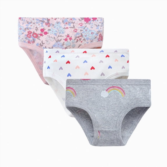 WUANDIXFA Toddler Soft Cotton Panties 3-Pack Little Big Girls Undies Assorted Underwear,White,4-5 Years