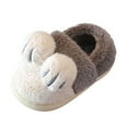 thumbnail image 1 of WUANDIXFA Toddler Soft Fuzzy Slippers Cute Cartoon Infant Unisex Baby Warm Cotton Anti Slip Soft Sole First Walkers Shoes Grey,US 11.5, 1 of 5
