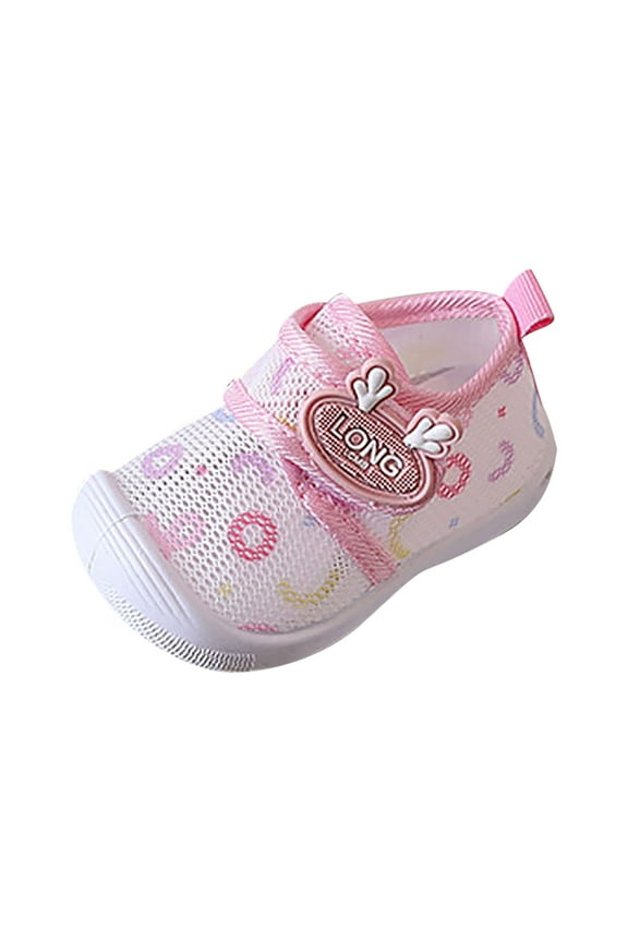 Toddler Squeaky Shoes Baby Boy Girl First-Walking Sneakers Soft Sole Little Kid Trainers for 0-3-Year-old First Walkers (Red, 4.5)