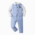 thumbnail image 1 of WUANDIXFA Toddler Suits for Boys Toddler Boys 4pcs Gentleman Outfits 1T 2T 3T 4T 5T 6T Long Sleeve Plaid Shirt Tops Pants Vest Coat with Tie Child Kids,Light Blue,18-24 Months, 1 of 4