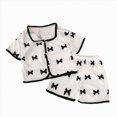 thumbnail image 1 of WUANDIXFA Toddler Summer Pajamas Toddler Kids Girls Cotton Short Sleeve Top and Pants, 2 Piece Pajama Set Lounge Sets,Black,7-8 Years, 1 of 3