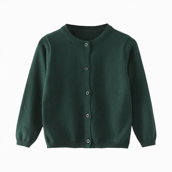 WUANDIXFA Toddler Sweater 1-8 Years Unisex Toddlers and Babies' Cable Knit Fisherman Cardigan Sweater,Dark Green,18-24 Months