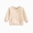 thumbnail image 1 of WUANDIXFA Toddler Sweaters Fashion Sweatshirt Toddler Boys Girls Long Sleeve Solid T Shirt Pullover Tops with Pocket Trendy Tops Clothes,Beige,12-18 Months, 1 of 6