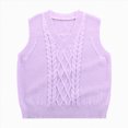 thumbnail image 1 of WUANDIXFA Toddler Unisex V Neck Sleeveless Knit Sweater Vest Pullover Warm Casual Top for Boys Girls Sweaters,Purple,4-5 Years, 1 of 6