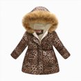 thumbnail image 1 of WUANDIXFA Toddler Winter Coat Puffer Jacket for Kids Full Zip Hooded Jacket Fashion Warm Fleece Lined Cute Thermal Outerwear Coat,Brown,8-9 Years, 1 of 3