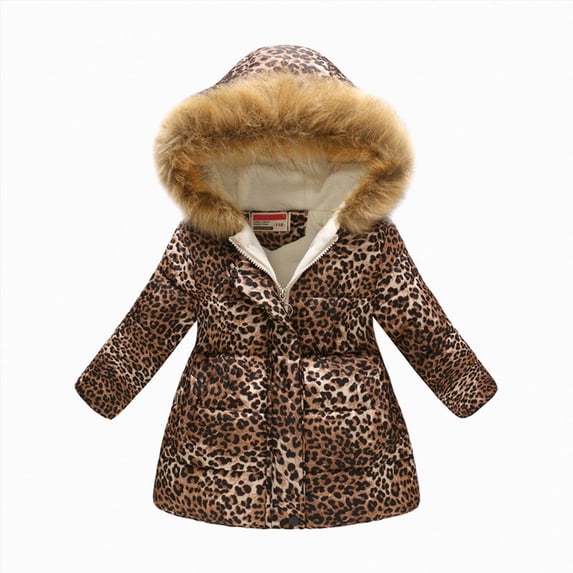 WUANDIXFA Toddler Winter Coat Puffer Jacket for Kids Full Zip Hooded Jacket Fashion Warm Fleece Lined Cute Thermal Outerwear Coat,Brown,8-9 Years