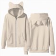 thumbnail image 1 of WUANDIXFA Toddler Zip Up Hoodie Girls Zip Up Hoodie Fall Cute Cat Ear Casual Long Sleeve Sweatshirt Jacket,Beige,5-6 Years, 1 of 9