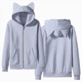 thumbnail image 1 of WUANDIXFA Toddler Zip Up Hoodie Girls Zip Up Hoodie Fall Cute Ear Casual Long Sleeve Sweatshirt Jacket,Light Gray,9-10 Years, 1 of 9