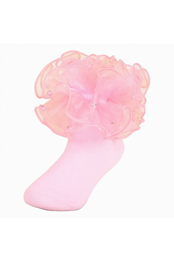 Tutu Socks for Girls 1-10 Years Girls Baby Socks Solid Color Cotton Lace Princess Socks Performance Dance Socks,Pink,6-8 Years