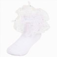 thumbnail image 1 of WUANDIXFA Tutu Socks for Girls Ruffle Socks Double Lace Frilly Dress Socks for Toddler Girls,White,6-8 Years, 1 of 9