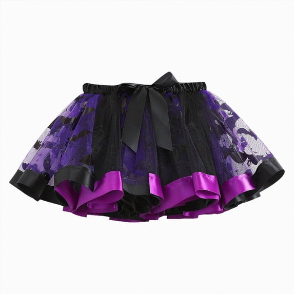 WUANDIXFA Tutu for Girls Birthday Party Tutu Skirt Performance Skirt Bowkot Cute Printing Skirt,Purple,2-4 Years