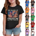 thumbnail image 1 of WUANDIXFA US Flag & Eagle Kids' T-Shirt - 250th Anniversary Design, Poly & Spandex Blend, 100-160 Sizes, Multicolor (Blue, 5-6 Years), 1 of 4