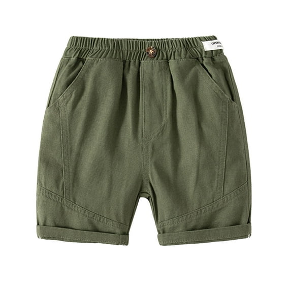 WUANDIXFA Uniform Shorts for Boys Youth Boys Hiking Cargo Shorts Lightweight Athletic Running Workout Shorts Water Resistant Zip Pockets Green,3-4 Years