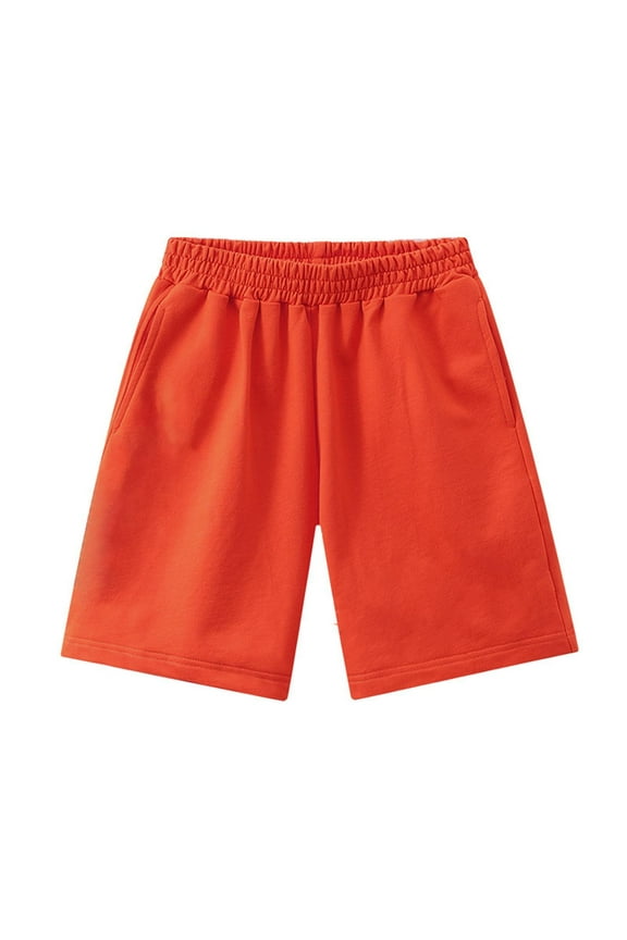 Uniform Shorts for Boys Boys' Pull-on Shorts Drawstring Closure Orange,6-7 Years