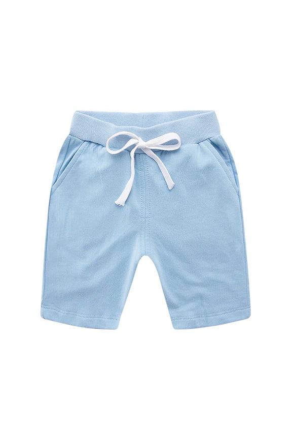 Uniform Shorts for Girls Pull On Stretch Tie Front Twill Short with Knit Waistband Blue,3-4 Years