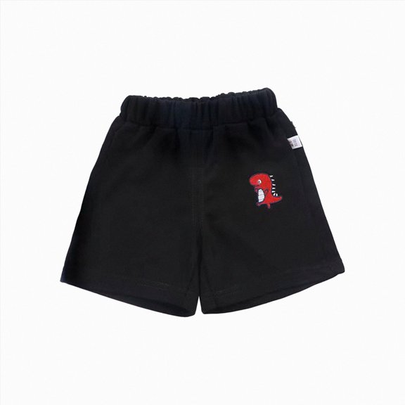 WUANDIXFA Unisex Baby Toddler Cotton Shorts for 6 12 18 24 Months 3T 4T 5T, Pull-on Drawstring Soft Breathable Summer Daily Wear,Black,4-5 Years