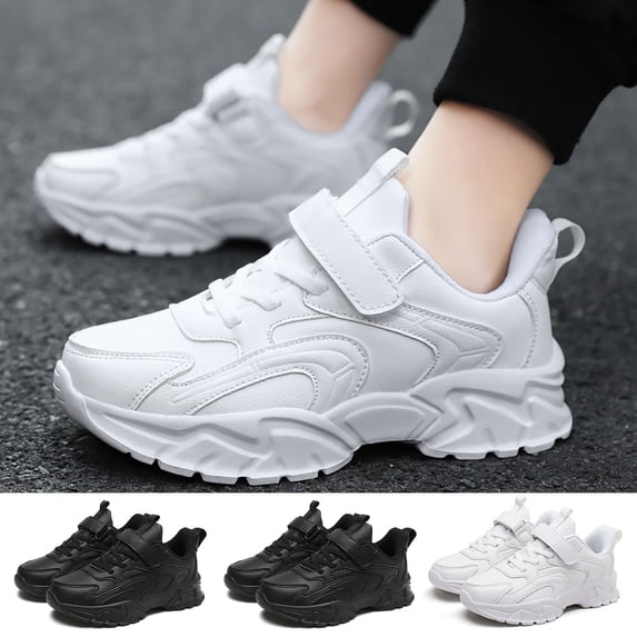 WUANDIXFA Unisex-Child White Tennis Shoes Breathable Sneakers for Boys Girls Lightweight Running Shoes Kids Toddler/Little Kid/Big Kid Gym Footwear (White, 4)