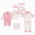 thumbnail image 1 of WUANDIXFA Unisex Newborn Layette Set 8 Piece Soft Cotton Baby Clothing Tops Romper Pants Hat Bib Sock Shoes Newborn Must Haves Gift Set 0-3 Months Pink, 1 of 7