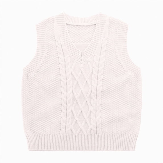WUANDIXFA Vest for Kids Fashion Cute Girls Boys Toddlers' V Neck Sweater Vest Childrens Kids Sleeveless Winter Vest Knit,Beige,10-11 Years