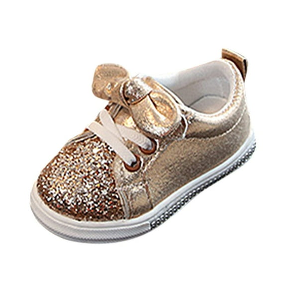 WUANDIXFA Walker Shoes for Baby Girl Baby Shoes Boy Girl Walking Slip On Sneakers First Walker Shoes Gold,12C