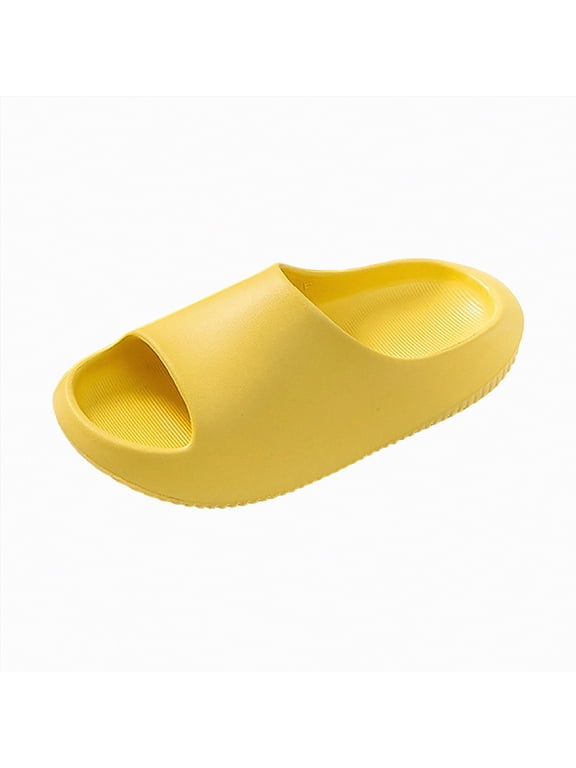 Water Slides Kids Cloud Slides Slippers for Girls Boys, Pillow House Slippers Non-Slip Soft Shower Slides Yellow,Size US 4