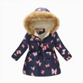 thumbnail image 1 of WUANDIXFA Winter Coat for Baby Puffer Jacket for Kids Full Zip Hooded Jacket Fashion Warm Fleece Lined Cute Thermal Outerwear Coat,Navy,2-3 Years, 1 of 4