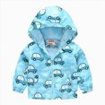 thumbnail image 1 of WUANDIXFA Winter Coats for Girls 12 18 24 Months 3T 4T 5T Toddler Baby Boys Girls Hooded Jacket Windbreaker Lightweight Dinosaur Print Coat Windproof Outwear,Sky Blue G,2-3 Years, 1 of 2