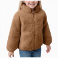 thumbnail image 1 of WUANDIXFA Winter Coats for Girls Fashion Girls Long Sleeve Hoodless Jacket Comfortable Fleece Lined Warm Zippered,Coffee,6-12 Months, 1 of 6
