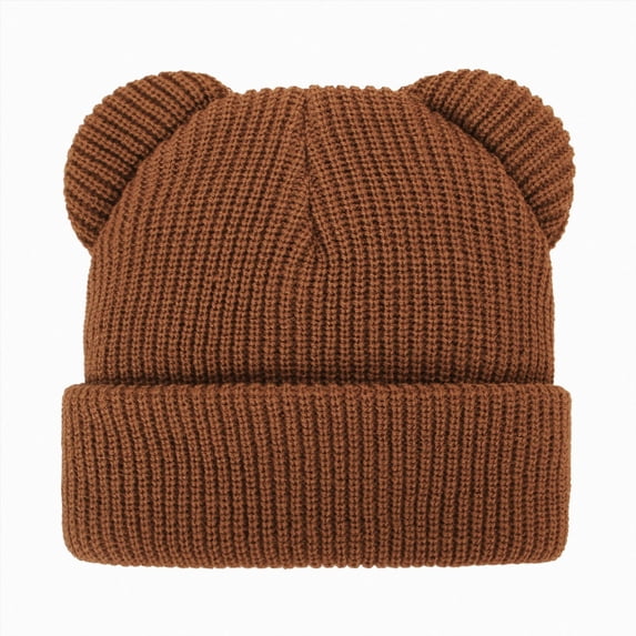 WUANDIXFA Winter Hats for Kids Beanie Hat Warm Snow Cute Skull Cap Soft Ski Cold Weather Cap for Boys Girls,Brown,3-8 Years