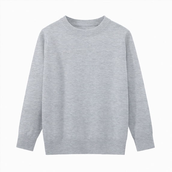 WUANDIXFA Winter Toddler Girl Clothes Fashion Childrens Comfortable Warm Knitted Sweater Boys Girls Solid Color Base Sweater,Grey,4-5 Years