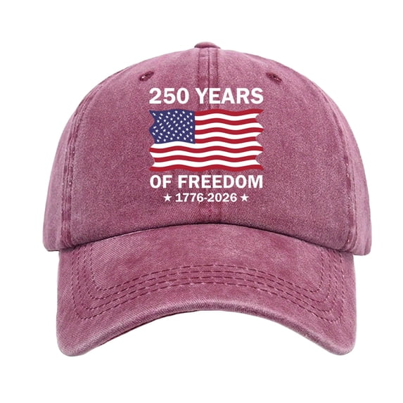 WUANDIXFA Womens Baseball Hat 250 Anniversary USA Hat Adjustable 250 Year American Anniversary Hat, Retro Embroidered Cap for Men Women Gifts Wine,One Size