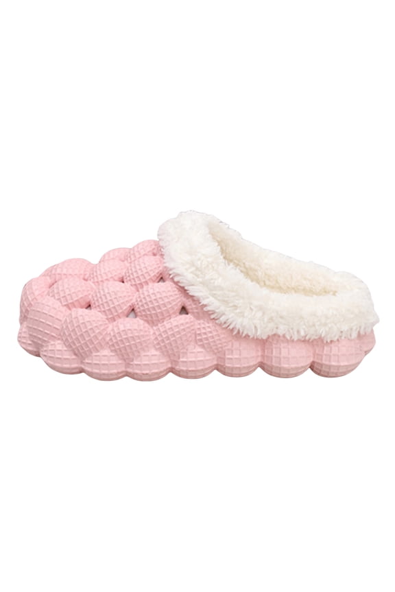 Womens Slippers Bubble Slides with Fur,funny slippers for men Non-slip Massage Soft Slippers Shoes Indoor Outdoor (Pink, 3)