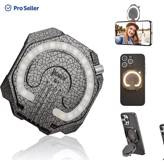 WUBEN E1 Selfie Light, USB-Rechargeable LED Phone Light with Magnetic, 3000-6000K Adjustable Color Temperature, Portable Phone Flashlight for Selfies, TikTok, Video, Vlogging (White)