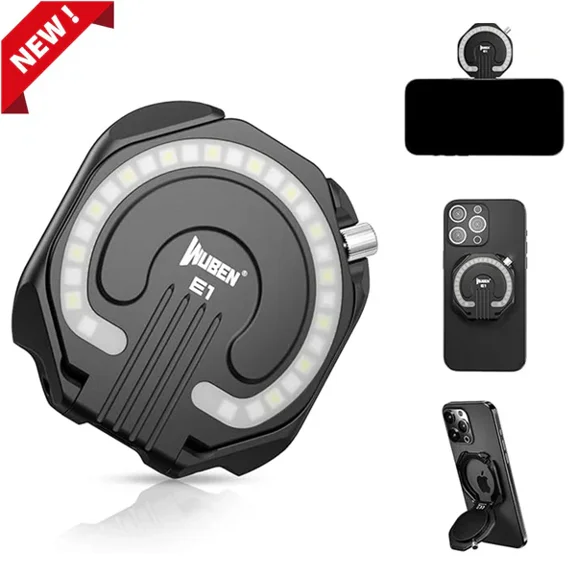 WUBEN E1 Selfie Light, USB-Rechargeable LED Phone Light with Magnetic, 3000-6000K Adjustable Color Temperature, Portable Phone Flashlight for Selfies, TikTok, Video, Vlogging (White)