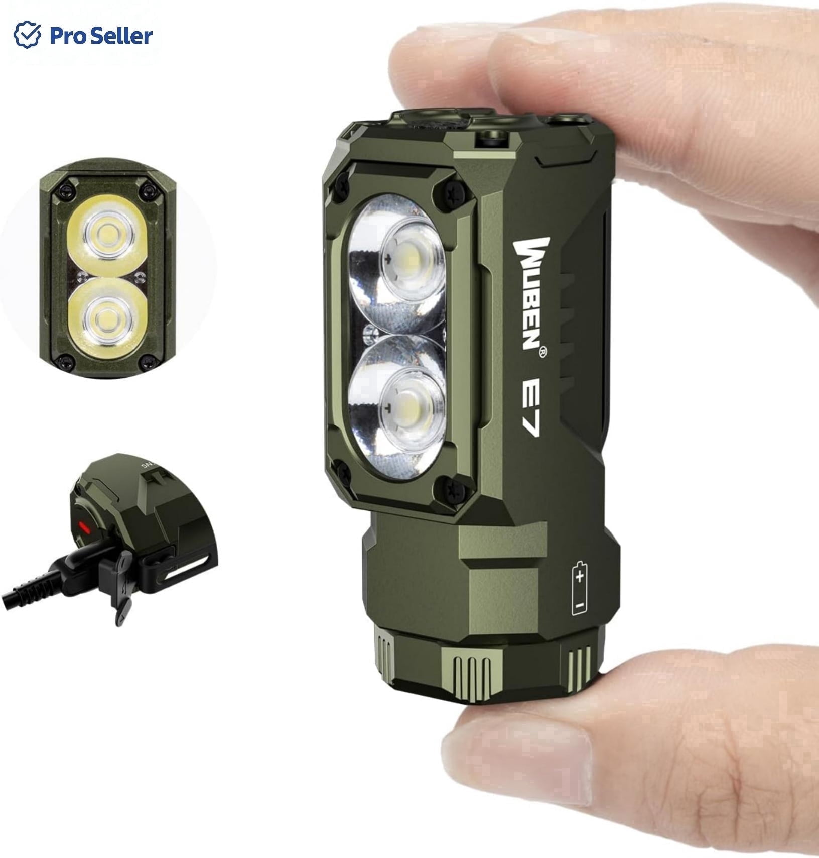 WUBEN E7 1800 Lumen Rechargeable Mini Light - 6 Modes, Magnetic, USB-C, IP68 Waterproof for EDC, Camping, Rescue & Headlamp Use